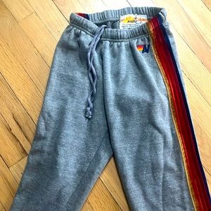 Very Rare and Amazing condition Aviator Nation velvet stripe gray sweatpants